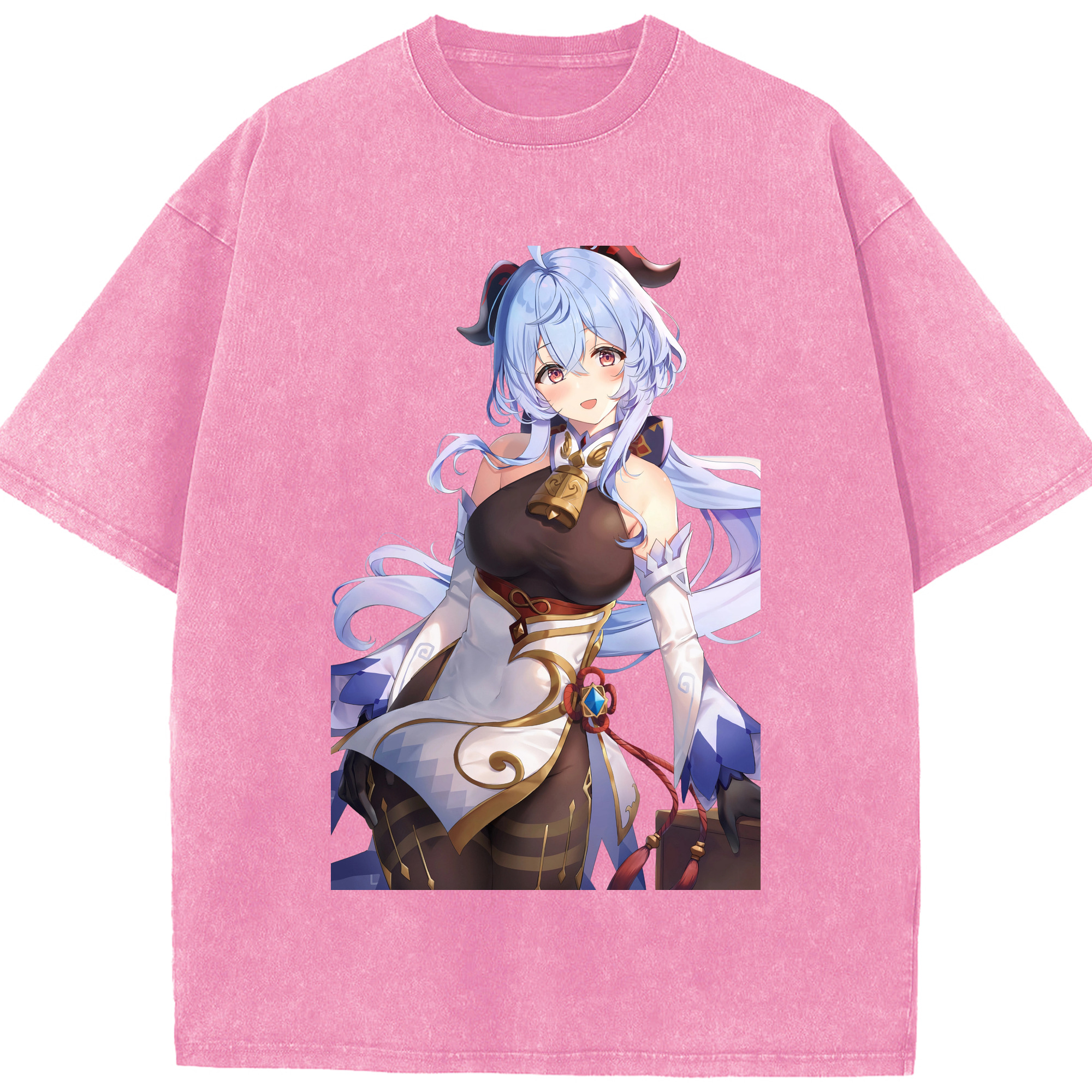 げんし神 甘雨 かんう genshin Ganyu 綿100% ヴィンテージ風 半袖Tシャツ（フロントプリント）